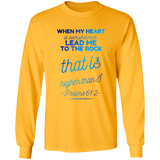 Bible Verse Ladies' Cotton Long Sleeve T-Shirt - Lead Me To The Rock That Is Higher Than I ~Psalms 61:2~ Design 18