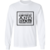 Bible Verse Long Sleeve  Ultra Cotton T-Shirt - "Psalm 119:105" Design 13 (Black Font) - Meditate Healing Christian Store