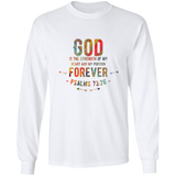 Bible Verse Long Sleeve Ultra Cotton T-Shirt - "Psalm 73:26" Design 1 - Meditate Healing Christian Store