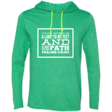 Bible Verse Men Long Sleeve T-Shirt Hoodie - "Psalm 119:105" Design 13 (White Font) - Meditate Healing Christian Store