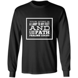 Bible Verse Long Shirt Ultra Cotton T-Shirt - "Psalm 119:105" Design 13 (White Font) - Meditate Healing Christian Store