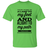 Bible Verse Men 5.3 oz. T-Shirt - "Psalm 119:105" Design 15 (Black Font) - Meditate Healing Christian Store