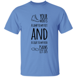 Bible Verse Men 5.3 oz. T-Shirt - "Psalm 119:105" Design 20 (Black Font) - Meditate Healing Christian Store