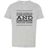Bible Verse Toddler Jersey T-Shirt - "Psalm 119:105" Design 11 (Black Font) - Meditate Healing Christian Store