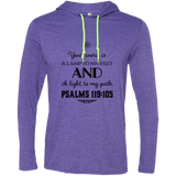 Bible Verse Men Long Sleeve T-Shirt Hoodie - "Psalm 119:105" Design 5 (Black Font) - Meditate Healing Christian Store