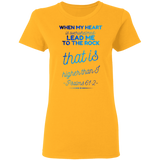 Bible Verses Ladies' 5.3 oz. T-Shirt - "Psalm 61:2" Design 18 - Meditate Healing Christian Store