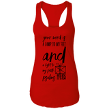 Bible Verses Ladies Ideal Racerback Tank - "Psalm 119:105" Design 18 (Black Font) - Meditate Healing Christian Store