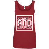 Bible Verse Ladies' 100% Ringspun Cotton Tank Top - "Psalm 119:105" Design 12 (White Font) - Meditate Healing Christian Store