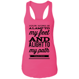 Bible Verses Ladies Ideal Racerback Tank - "Psalm 119:105" Design 15 (Black Font) - Meditate Healing Christian Store