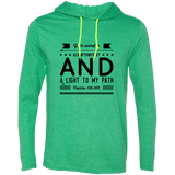 Bible Verse Men Long Sleeve T-Shirt Hoodie - "Psalm 119:105" Design 14 (Black Font) - Meditate Healing Christian Store