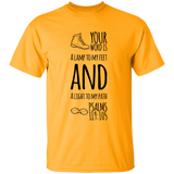 Bible Verse Men 5.3 oz. T-Shirt - "Psalm 119:105" Design 20 (Black Font) - Meditate Healing Christian Store