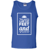 Bible Verse Men 100% Cotton Tank Top - "Psalm 119:105" Design 2 (White Font) - Meditate Healing Christian Store