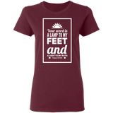 Bible Verse Ladies' 5.3 oz. T-Shirt - "Psalm 119:105" Design 2 (White Font) - Meditate Healing Christian Store