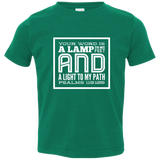 Bible Verse Toddler Jersey T-Shirt - "Psalm 119:105" Design 12 (White Font) - Meditate Healing Christian Store