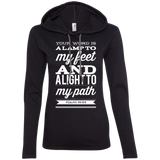 Bible Verse Ladies' Long Sleeve T-Shirt Hoodie - "Psalm 119:105" Design 15 (White Font) - Meditate Healing Christian Store