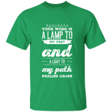 Bible Verse Men 5.3 oz. T-Shirt - "Psalm 119:105" Design 17 (White Font) - Meditate Healing Christian Store