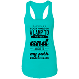 Bible Verses Ladies Ideal Racerback Tank - "Psalm 119:105" Design 17 (Black Font) - Meditate Healing Christian Store