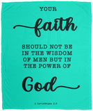 Typography Premium Sherpa Mink Blanket - Faith In The Power Of God ~1 Corinthians 2:5~