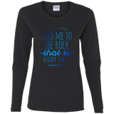 Bible Verse Ladies' Cotton Long Sleeve T-Shirt - "Psalm 61-2" Design 7 - Meditate Healing Christian Store