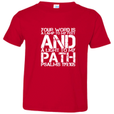 Bible Verse Toddler Jersey T-Shirt - "Psalm 119:105" Design 7 (White Font) - Meditate Healing Christian Store