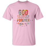 Bible Verse Men 5.3 oz. T-Shirt - "Psalm 73:26" Design 1 - Meditate Healing Christian Store