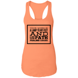 Bible Verses Ladies Ideal Racerback Tank - "Psalm 119:105" Design 13 (Black Font) - Meditate Healing Christian Store