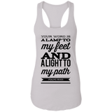 Bible Verses Ladies Ideal Racerback Tank - "Psalm 119:105" Design 15 (Black Font) - Meditate Healing Christian Store