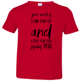 Bible Verse Toddler Jersey T-Shirt - "Psalm 119:105" Design 9 (Black Font) - Meditate Healing Christian Store