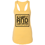 Bible Verses Ladies Ideal Racerback Tank - "Psalm 119:105" Design 12 (Black Font) - Meditate Healing Christian Store