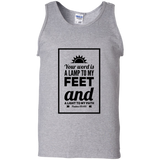 Bible Verse Men 100% Cotton Tank Top - "Psalm 119:105" Design 2 (Black Font) - Meditate Healing Christian Store