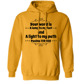 Bible Verse Men G185 Pullover Hoodie 8 oz. - Your Word Is Light To My Path ~Psalm 119:105~ Design 1