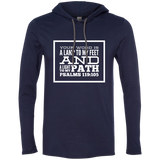 Bible Verse Men Long Sleeve T-Shirt Hoodie - "Psalm 119:105" Design 13 (White Font) - Meditate Healing Christian Store