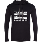 Bible Verse Men Long Sleeve T-Shirt Hoodie - "Psalm 119:105" Design 21 (White Font) - Meditate Healing Christian Store
