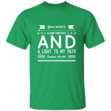 Bible Verse Men 5.3 oz. T-Shirt - "Psalm 119:105" Design 14 (White Font) - Meditate Healing Christian Store