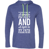 Bible Verse Men Long Sleeve T-Shirt Hoodie - "Psalm 119:105" Design 3 (White Font) - Meditate Healing Christian Store