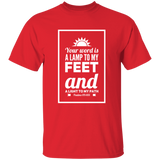 Bible Verse Men 5.3 oz. T-Shirt - "Psalm 119:105" Design 2 (White Font) - Meditate Healing Christian Store