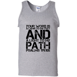 Bible Verse Men 100% Cotton Tank Top - "Psalm 119:105" Design 7 (Black Font) - Meditate Healing Christian Store