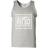 Bible Verse Men 100% Cotton Tank Top - "Psalm 119:105" Design 12 (White Font) - Meditate Healing Christian Store