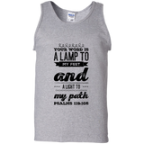 Bible Verse Men 100% Cotton Tank Top - "Psalm 119:105" Design 17 (Black Font) - Meditate Healing Christian Store