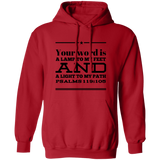 Bible Verse Men G185 Pullover Hoodie 8 oz. - Your Word Is Light To My Path ~Psalm 119:105~ Design 10