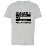 Bible Verse Toddler Jersey T-Shirt - "Psalm 119:105" Design 21 (Black Font) - Meditate Healing Christian Store