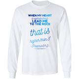 Bible Verse Ladies' Cotton Long Sleeve T-Shirt - Lead Me To The Rock That Is Higher Than I ~Psalms 61:2~ Design 18