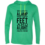 Bible Verse Men Long Sleeve T-Shirt Hoodie - "Psalm 119:105" Design 4 (Black Font) - Meditate Healing Christian Store