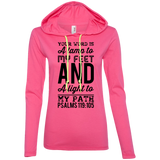 Bible Verse Ladies' Long Sleeve T-Shirt Hoodie - "Psalm 119:105" Design 3 (Black Font) - Meditate Healing Christian Store