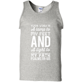 Bible Verse Men 100% Cotton Tank Top - "Psalm 119:105" Design 3 (White Font) - Meditate Healing Christian Store