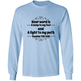 Bible Verse Long Sleeve  Ultra Cotton T-Shirt - "Psalm 119:105" Design 1 (Black Font) - Meditate Healing Christian Store