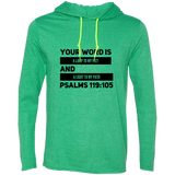 Bible Verse Men Long Sleeve T-Shirt Hoodie - "Psalm 119:105" Design 21 (Black Font) - Meditate Healing Christian Store