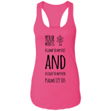 Bible Verses Ladies Ideal Racerback Tank - "Psalm 119:105" Design 19 (Black Font) - Meditate Healing Christian Store