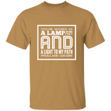 Bible Verse Men 5.3 oz. T-Shirt - "Psalm 119:105" Design 12 (White Font) - Meditate Healing Christian Store