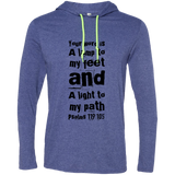 Bible Verse Men Long Sleeve T-Shirt Hoodie - "Psalm 119:105" Design 6 (Black Font) - Meditate Healing Christian Store